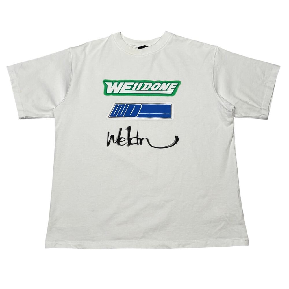 WE11DONE Three New Logo Short Sleeve T Shirt Men's Large Streetwear